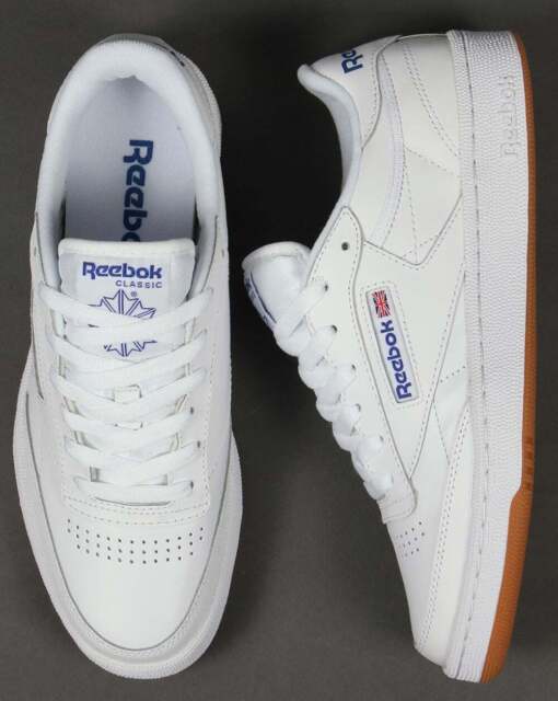 reebok club c 85 white on white leather trainers