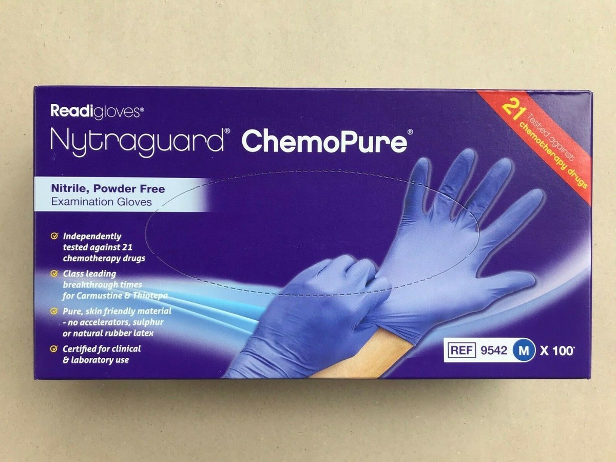 Case (10 Boxes) Nytraguard ChemoPure Nitrile Gloves (100) Medium