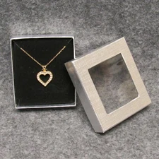 Gold Tone Heart Pendant Necklace European Crystals 18" Gold Tone Chain Gift Box