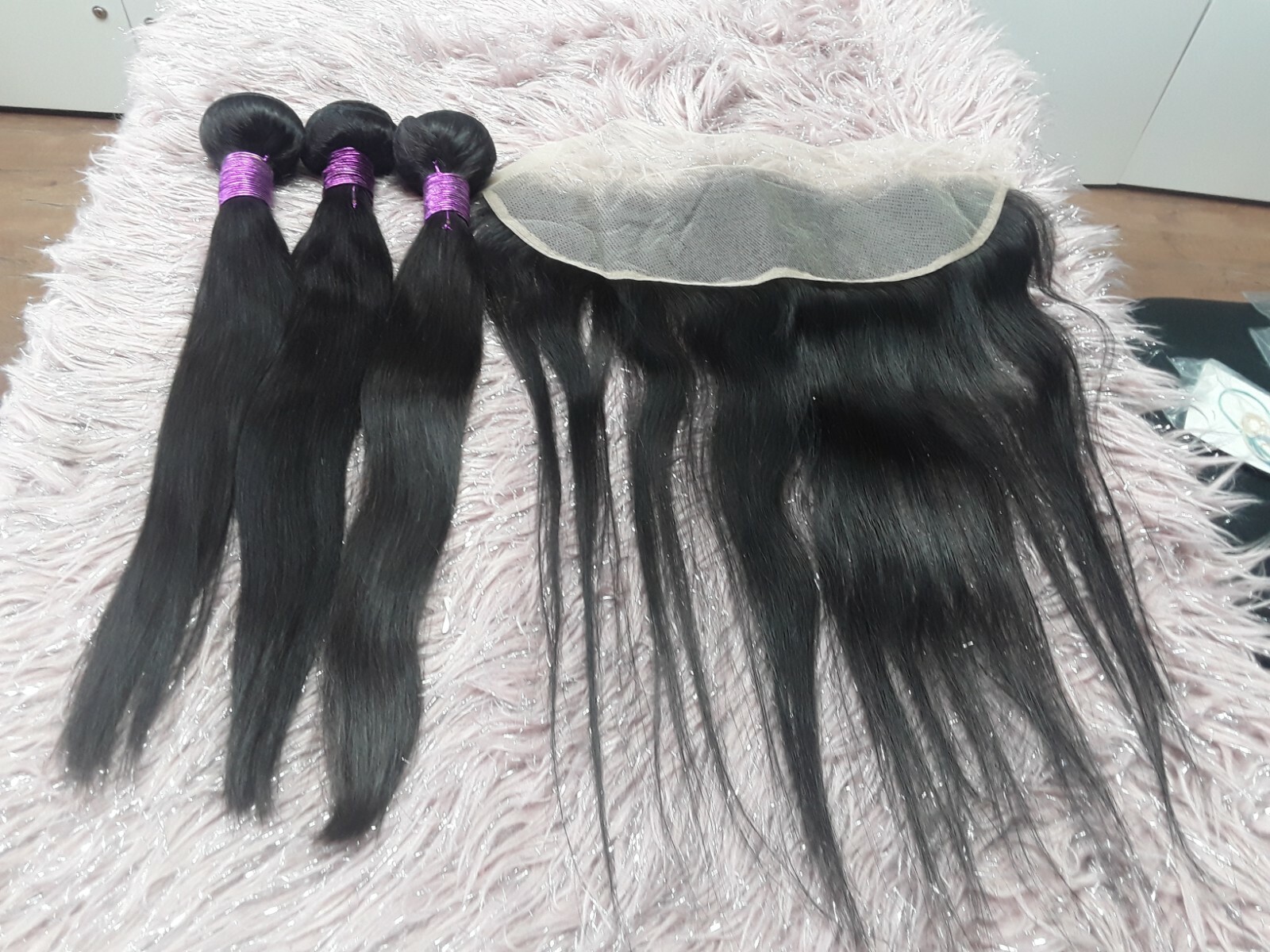 12AA BRAZILIAN VIRGIN HUMAN HAIR STRAIGHT BUNDLES 16+16+16&16INCH FRONTAL 13X4