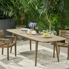 Candance Outdoor Acacia Wood Expandable Dining Table