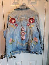 Love ❤️ Embroidered Denim Jacket Size 3x Blue Floral Roses