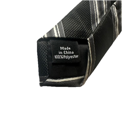 Dockers Men’s Neck Tie Necktie Black Grey White Beige Striped Classic - Picture 4 of 4