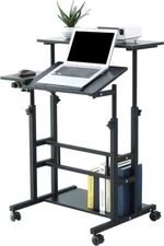Portable Standing Desk on Wheels, Height Adjustable Mobile Standing Desk
