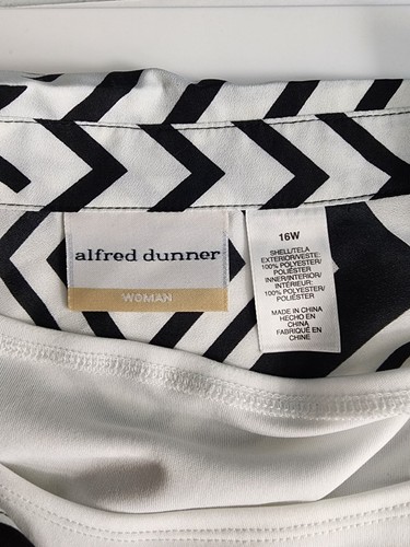 Alfred Dunner 2 Piece Blouse & Tank 16W Modern Black White - Picture 6 of 12