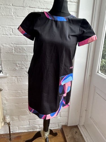 PUCCI WOVEN MICRO MINI DRESS BLACK & MULTI COLOUR / SIZE 10 - Picture 2 of 12