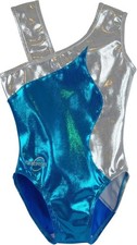 Obersee Girls' O3gl026cxxs Gymnastics Leotard, Blue/Grey, 2-3 Years