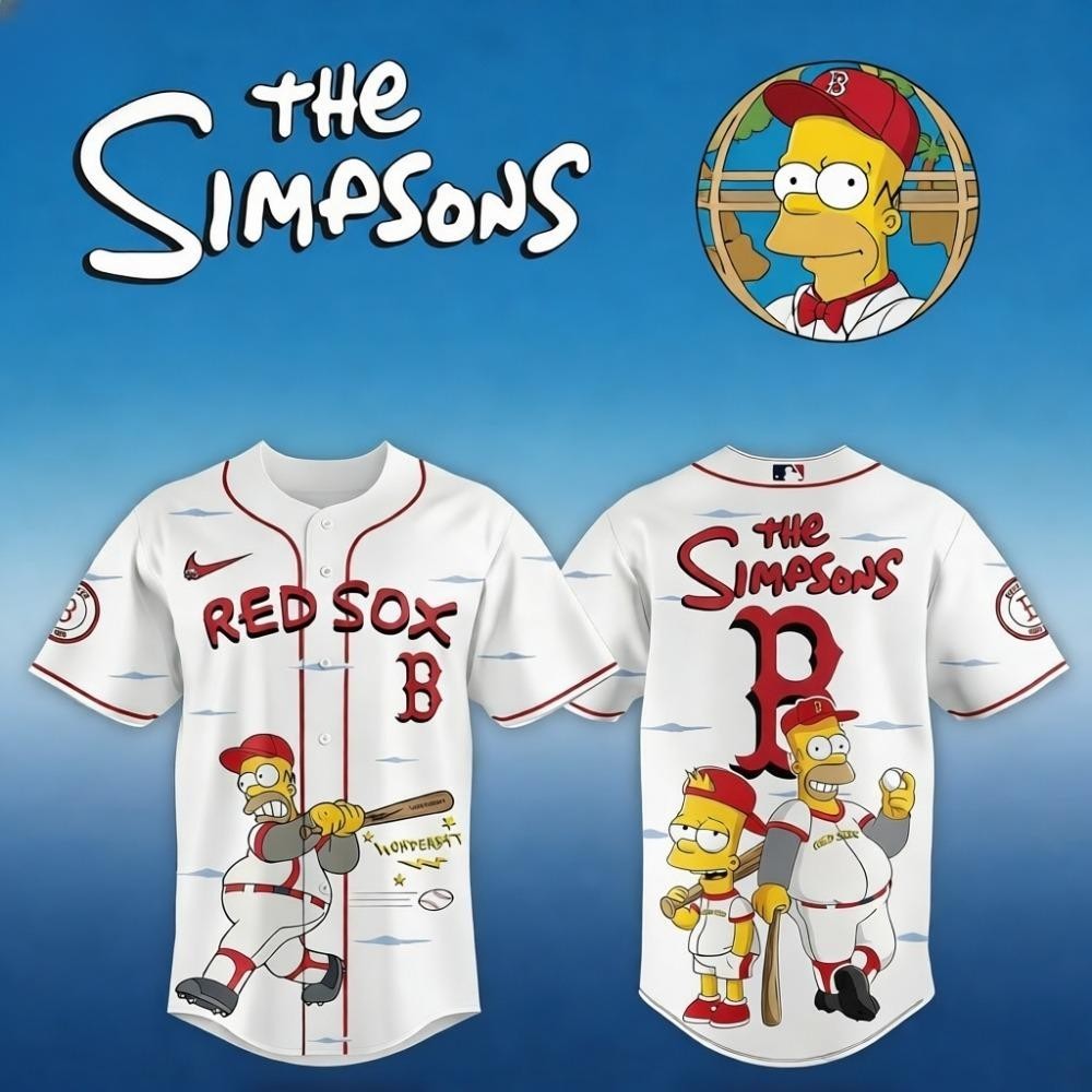 Red Sox X The Simpsons Official Baseball Jersey Homer Bart Edition
