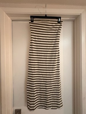 RVCA Gray & White Striped Strapless Knit Stretch Maxi Bodycon Dress XS