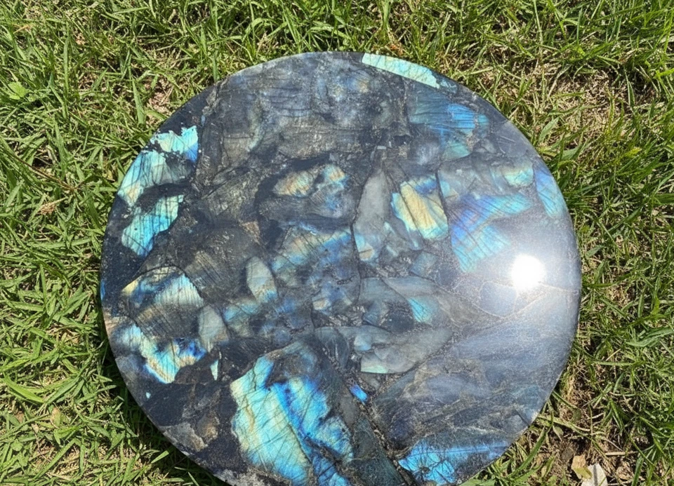 Labradorite Gemstone Coffee Table Top Semi Precious Stone Arts Home Decor Gift - Image 3 of 3