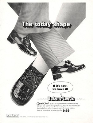 Bakers Leeds QualiCraft Patent Block Heel Shoes Mod Style 1970 Vtg Mag Print Ad