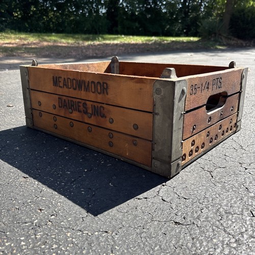 Meadowmoor Al Capone 40er Jahre Holz Milchkiste mit Metall Holz Chicago Dairy selten - Bild 2 von 19