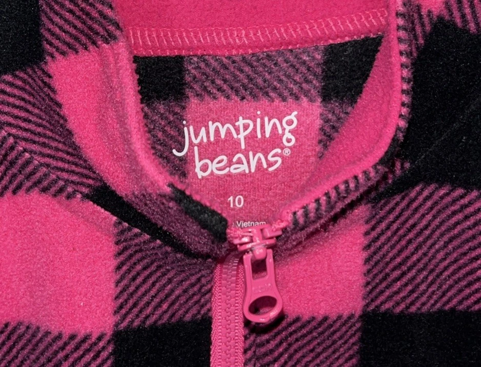 Chaqueta de Franela Jumping Beans Niñas Talla 10 Rosa/Negro 1/4 Cremallera Foto 3 de 4