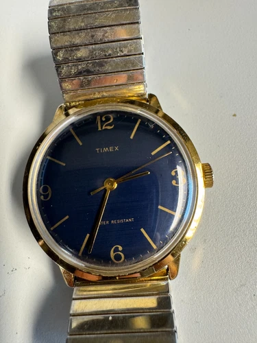Timex Vintage 1979 Blue Marlin Wind Up Watch 35MM Runs Good