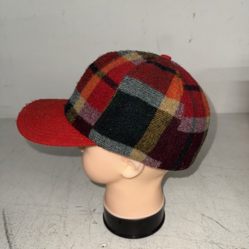 Vtg P Cap Red Plaid Wool Trapper Hunters Cap Ear Flap Sz M Made in USA - Picture 2 of 4