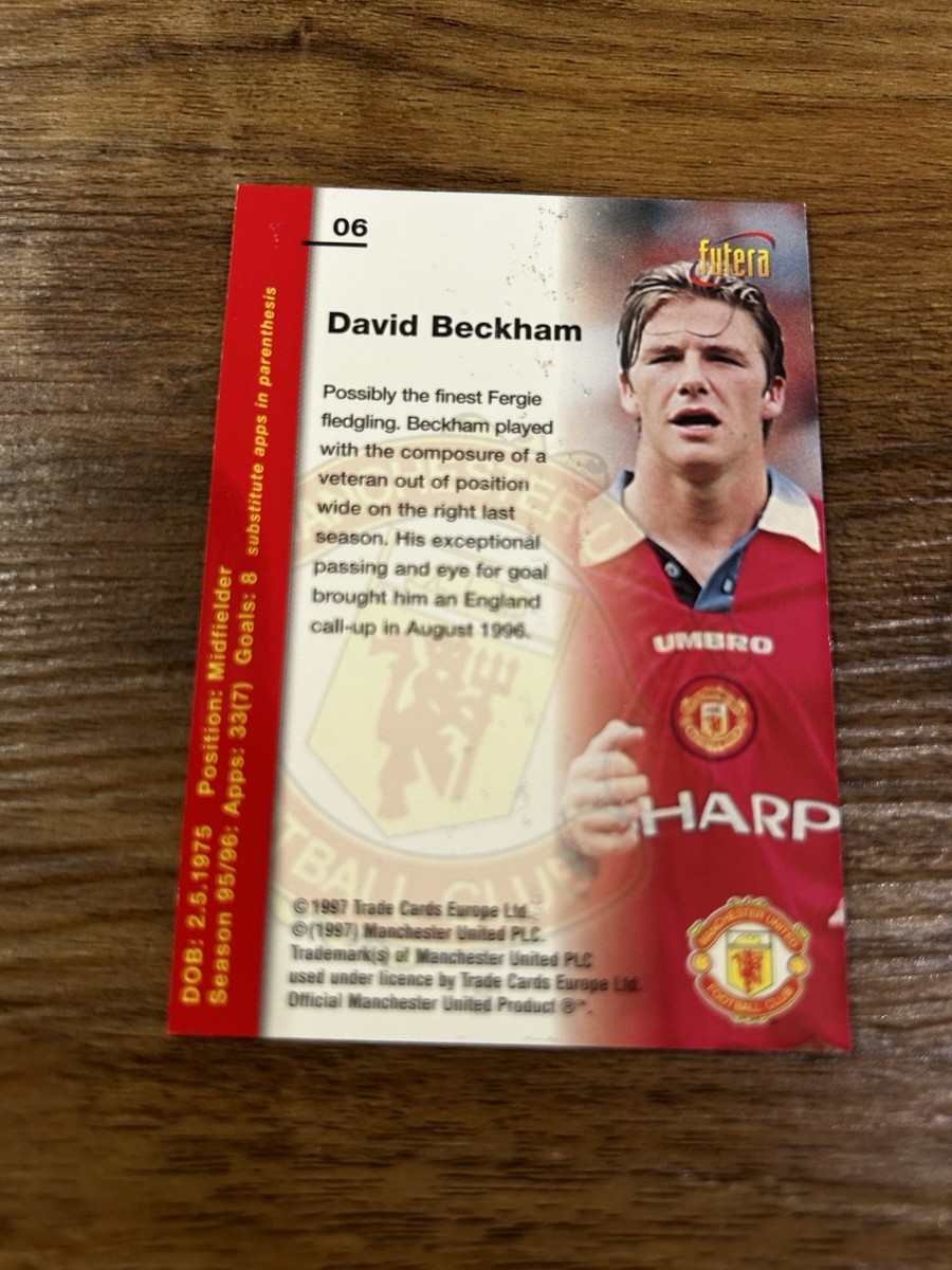futera ベッカム　ジャージカード 1997 Futera Fans Selection Manchester United David Beckham #71 for