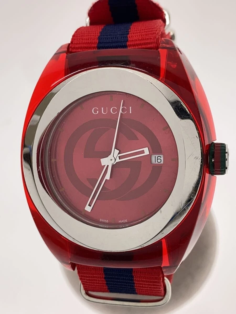 Montre Gucci à quartz/analogique/toile/rouge/137.1/ceinture extérieure