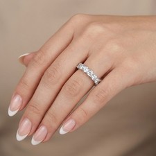 Classic Eternity Wedding Ring Solid Platinum 5.75 CT Round Natural Diamond F VS2