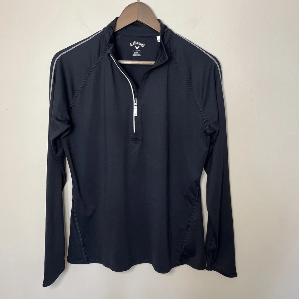 CALLAWAY - PULÔVER FEMININO LEVE 1/4 ZÍPER preto grande golfe pickleball - Imagem 2 de 4