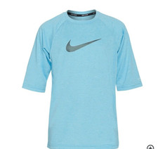 Nike Boy's Heather blue Short Sleeve Hydroguard Swim Shirt Sz M 10/12 NWT