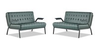 GrüN Sofa-Set Leder 2-Sitzer Sofas Modern Chesterfield Couch Edelstahl