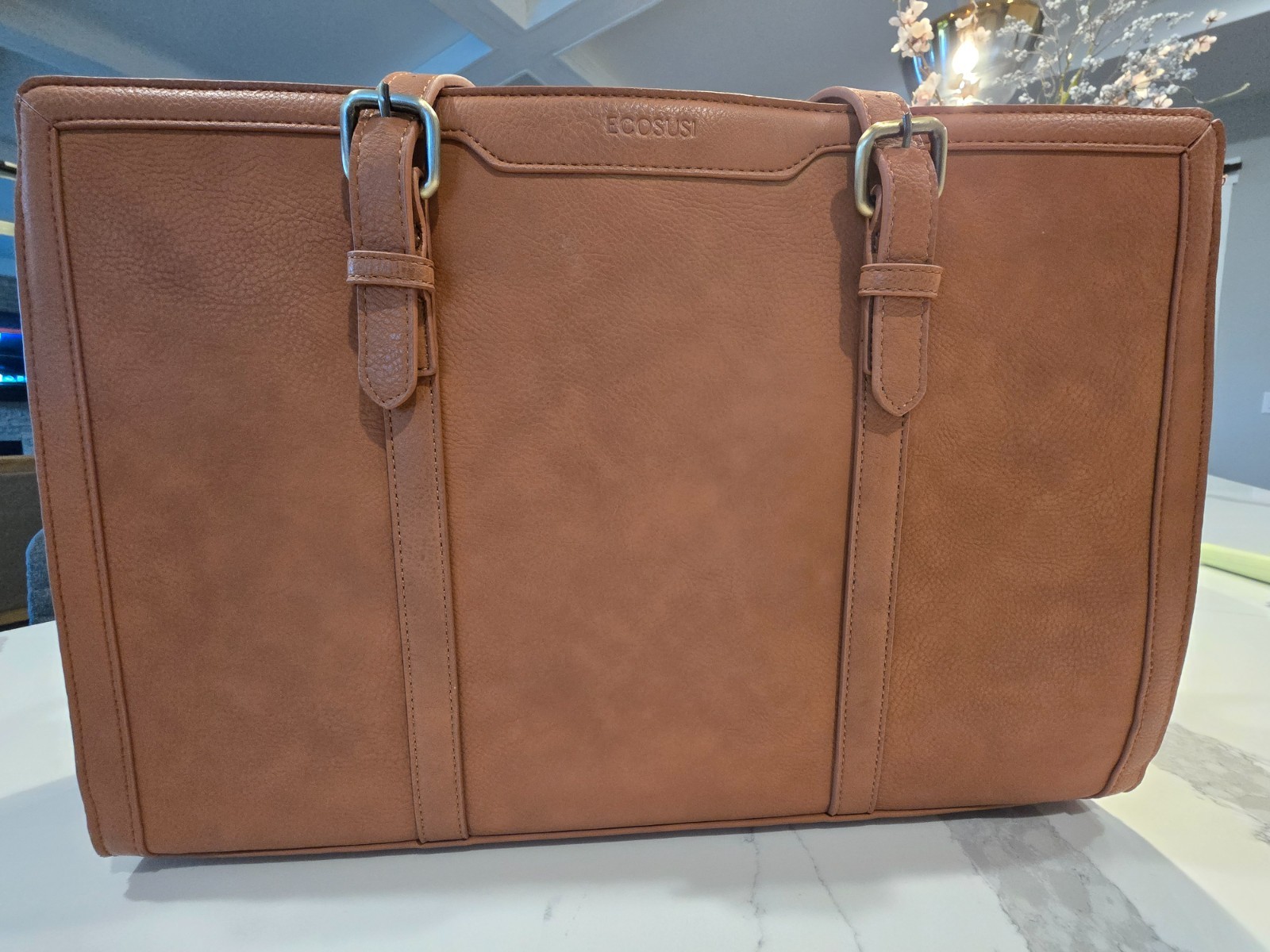 Ecosusi Women’s Vegan Leather Laptop Tote - Camel Color - Retails for over $50