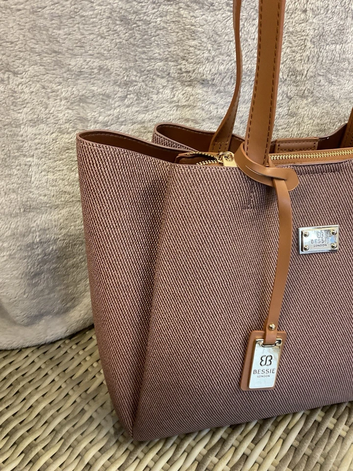 BESSIE STUNNING TICKET SAYS COFFEE SHOULDER BAG XL CANVAS AND FAUX LEATHER - Image 3 of 4