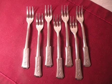 Set Of 7 Rogers Stanley Roberts Cocktail Forks Landscape Stainless Steel 5 5/8"