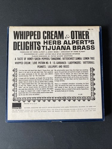 4 track Reel To Reel Tape IN PLASTIC 7-1/2 IPS Whipped Cream Herb Alpert.. - Picture 2 of 4