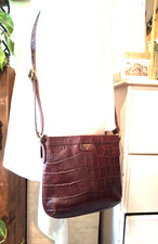 Borsa a tracolla FOSSIL vera pelle finta coccodrillo marrone marrone chiaro borsa da sella piccola