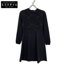 VALENTINO Valentino 0000023571 Black Lace Knit Dress Black Dress Rayon Ladies Us