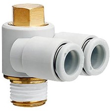 1 pc SMC CORPORATION KQ2Z07-34AS One-Touch Fitting;Univ. Branch Elbow;1/4-in Tu