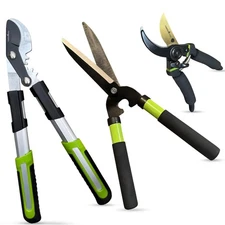 GARDEN GURU Hedge Shears Bypass Loppers Pruning Shears 3 Pc Set - Heavy Duty ...