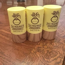 Sun Bum SPF 40 Face + Body Sunscreen Stick, Water resistant 0.7oz. Pack Of 3