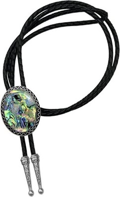 Stone Bolo Tie Native Western Cowboy Hand-woven Leather Bola Abalone Shell 