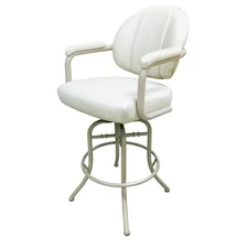Tobias Designs 30" Vinyl Swivel Tilt Bar Stool in White and Beige
