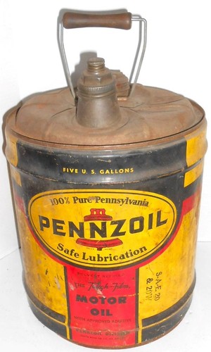 PENNZOIL MOTOR OIL 5 GALLON CAN GOOD CONDITION VINTAGE