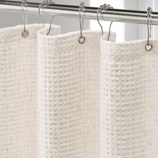 Linen Waffle Weave Cream Shower Curtain for Bathroom Beige,72" W x 72" L