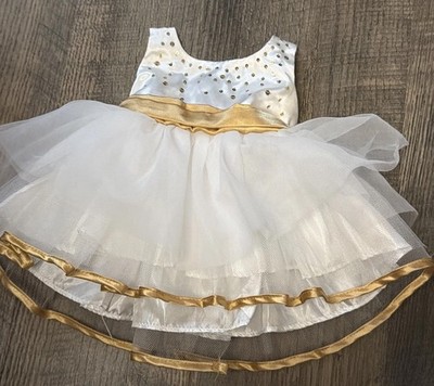 Build A Bear White Gold Sequin Tulle Dress For BABW Plush Bears