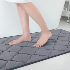 OLANLY Memory Foam Bath Mat Rug 40x32, Ultra Soft and 40" x 32", Dark Grey 