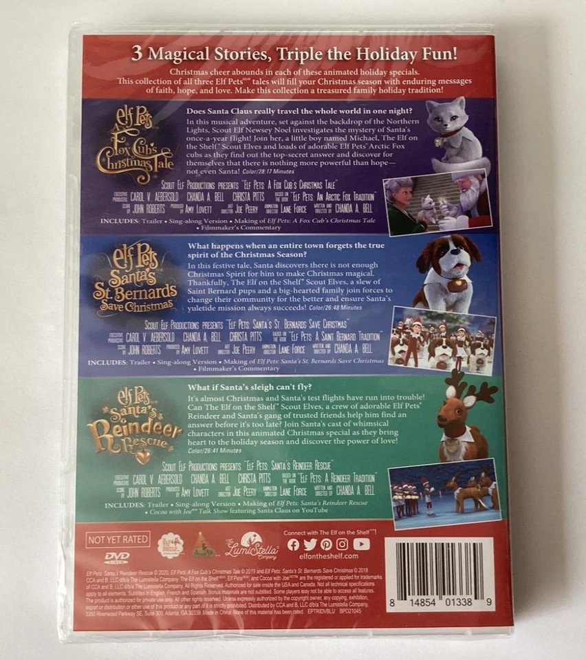 Elf on the Shelf Elf Pets Holiday Triple Feature Blu Ray DVD Combo New - Image 2 of 4