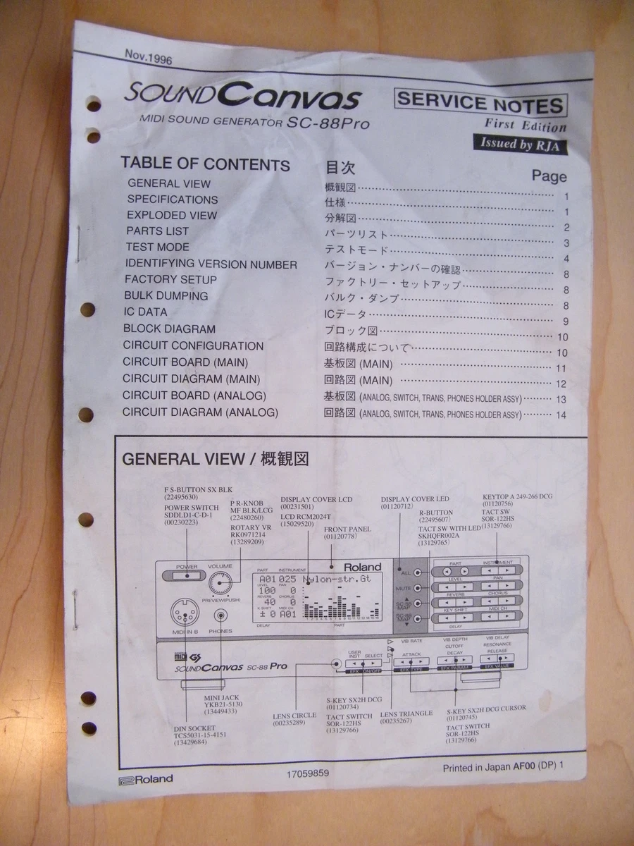 Roland ~ SoundCanvas Midi Sound Generator SC-88Pro ~ Owners Manual