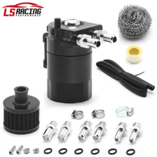 300ML Oil Catch Can Kit Universal Black Breather Baffled Aluminum Reservoir Tank
