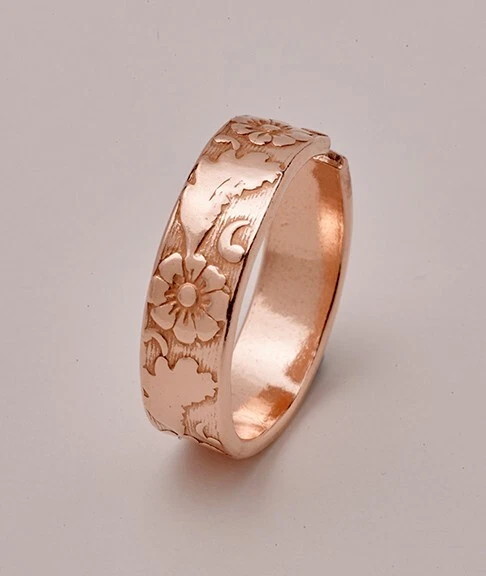 COPPER FAYRE Copper Ring Rose Patterned - 2 1/2" long 6.3 mm wide CR4