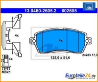 Bremsbelagsatz, Scheibenbremse Ate 13.0460-2605.2 FüR Ford
