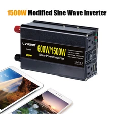 1500W Peak 600W Power Inverter DC 12V to 120V AC 2AC 2USB for Car Converter RV