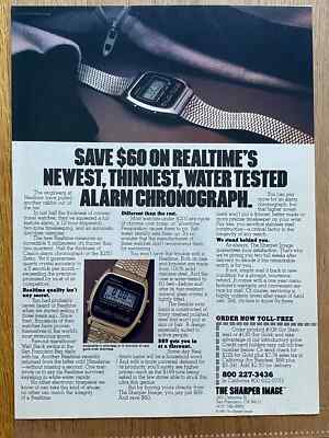 Alarm Chronograph Quartz The Sharper Image Original ´80 Vintage Watch Ad Werbung
