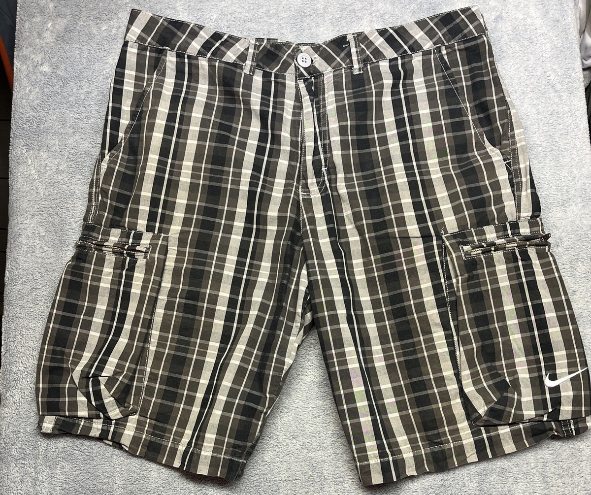 Y2K Nike Cargo Shorts swoosh Plaid orange tab Athletic Dept Y2K Nike Cargo Shorts swoosh Plaid orange tab Athletic Dept