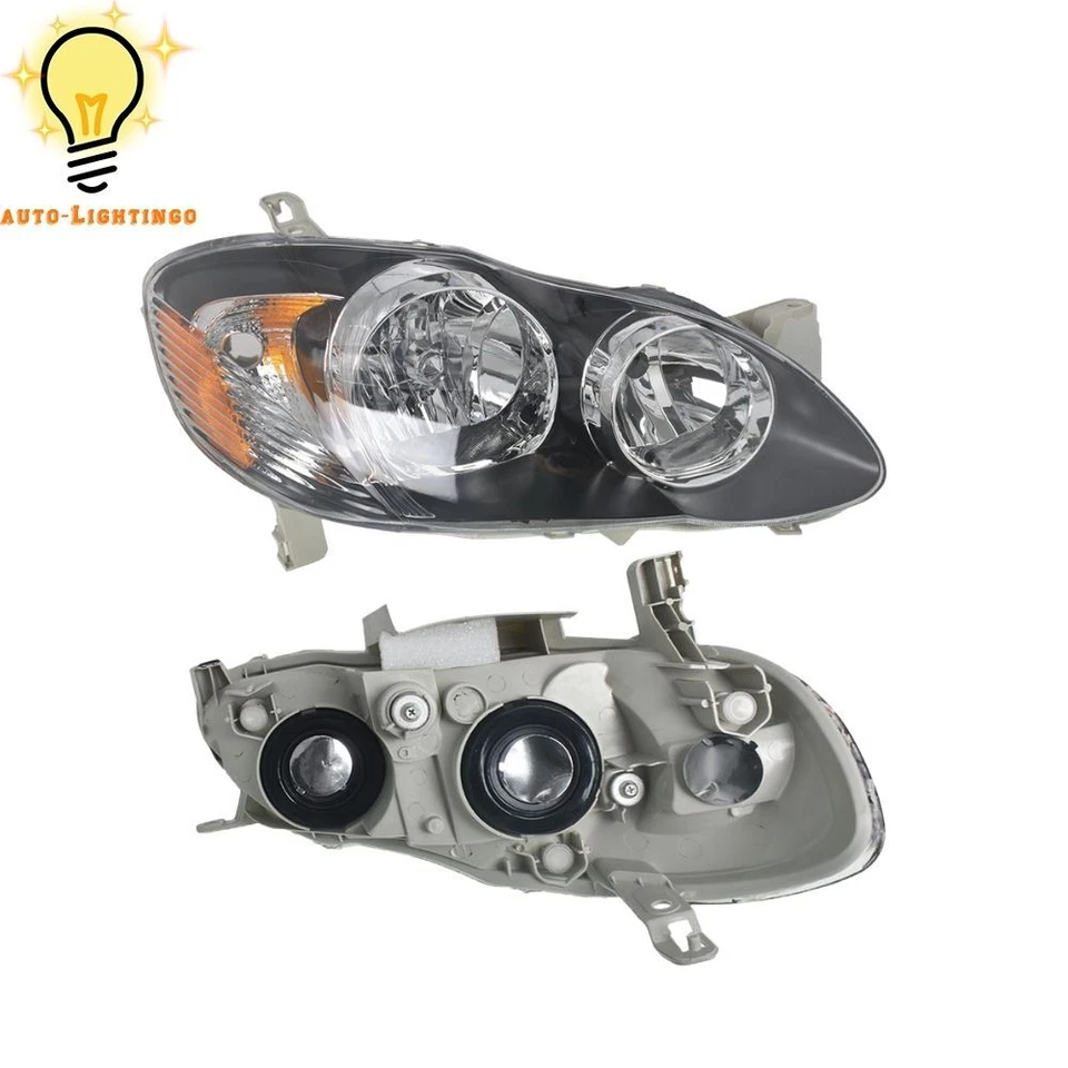 For 2003-2008 Toyota Corolla Black Left&Right Side Headlights Headlamps Halogen - Image 3 of 4