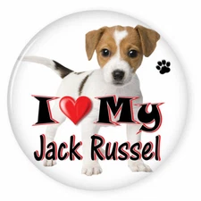  I LOVE MY JACK RUSSEL DOG PUPPY 3" SAFETY PIN BACK BUTTON